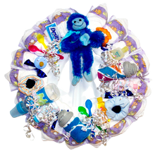 Load image into Gallery viewer, Handcrafted Boys Themed Monkey Baby Shower Diaper Wreath Customized for You