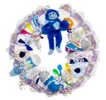 Load image into Gallery viewer, Handcrafted Boys Themed Monkey Baby Shower Diaper Wreath Customized for You