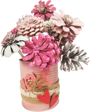 Load image into Gallery viewer, Handcrafted Pine Cone Bouquet in Love Tin