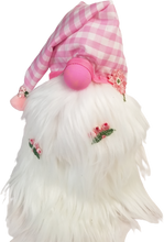 Load image into Gallery viewer, Pink Checkers Spring Gnome with Pink Flowers