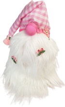 Load image into Gallery viewer, Pink Checkers Spring Gnome with Pink Flowers
