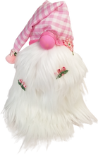 Load image into Gallery viewer, Pink Checkers Spring Gnome with Pink Flowers