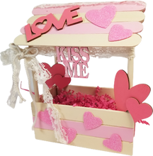 Load image into Gallery viewer, Love Shack Kissing Booth Heart Themed Shabby Chic Candy Filled Box