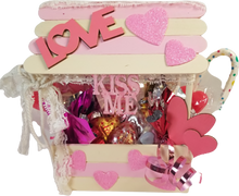 Load image into Gallery viewer, Love Shack Kissing Booth Heart Themed Shabby Chic Candy Filled Box
