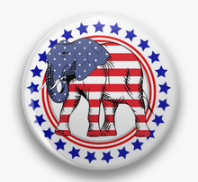 Load image into Gallery viewer, (3Pk) "Republican Pride" Stars & Stripes Patriotic Republican Elephant 1" Pinback Pins or Magnets