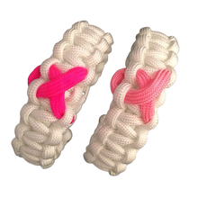 Load image into Gallery viewer, White w/Pink Ribbon Breast Cancer Support Ribbon Paracord Bracelet