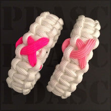 Load image into Gallery viewer, White w/Pink Ribbon Breast Cancer Support Ribbon Paracord Bracelet