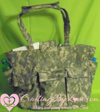 Load image into Gallery viewer, Huge Handcrafted Army Camo Tote bag with Lots of Pockets