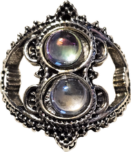 Load image into Gallery viewer, 2 Iridescent Round Gems Royal Ring Size 8.5
