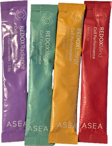 (4) Asea CELL PERFORMANCE REDOX Mood, Energy, Radian & Mind Sample Pack