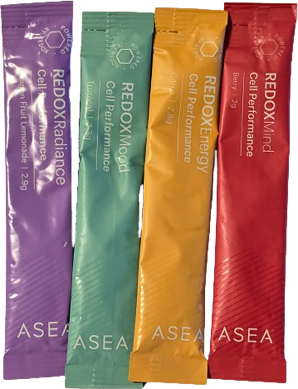 (4) Asea CELL PERFORMANCE REDOX Mood, Energy, Radian & Mind Sample Pack