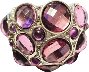 BoHo Chunky Adjustable Ring Pink Diamond Cut Sets Style