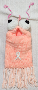 Breast Cancer Support Ribbon Yip-Yip Doll Pink/White Cuddle PJ and Snack Trinket Overnight Toy or Decor