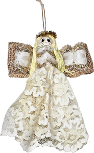 Vintage Victorian Farmhouse Shabby Chic Lace Angel Christmas Ornament Doll