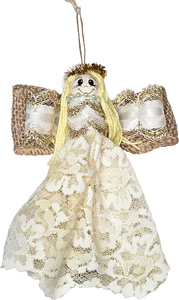 Vintage Victorian Farmhouse Shabby Chic Lace Angel Christmas Ornament Doll