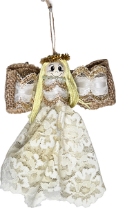 Vintage Victorian Farmhouse Shabby Chic Lace Angel Christmas Ornament Doll