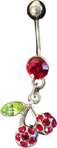 Cherry Jubilee Diamond Gems Double Cherries Bellyring Belly Ring Jewelry