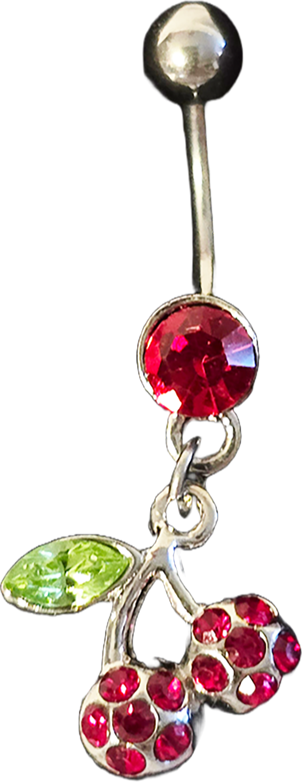 Cherry Jubilee Diamond Gems Double Cherries Bellyring Belly Ring Jewelry