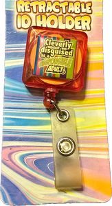 Cleverly Disguised As A Responsible Adult Badge Holder Retractable ID Holder NIP!