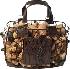 Corks Metal Decorative Purse Basket Filled with Wine Corks Holder