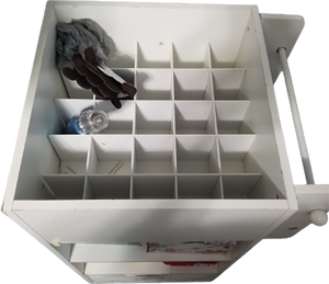 Crafting Organizing Storage Shelf with Cubbys, Bin, and Ribbon Holder