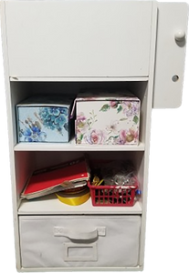 Crafting Organizing Storage Shelf with Cubbys, Bin, and Ribbon Holder