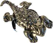 Load image into Gallery viewer, Pewter Horned Lizard Bearded Dragon Miniature Collectible Figurine on Blue Iridescent Marble Base
