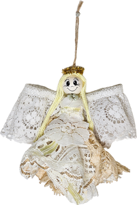 Vintage Victorian Farmhouse Shabby Chic Lacey Angel Christmas Ornament Doll