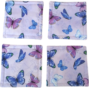 (4) 5" x 5" Handcrafted Lilac Butterflies Butterfly Coasters Super Absorbent Coasters Set of 4