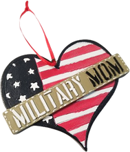Load image into Gallery viewer, Military Mom Heart Ornament Army Air Force Navy Marines
