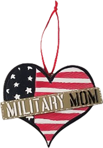 Military Mom Heart Ornament Army Air Force Navy Marines
