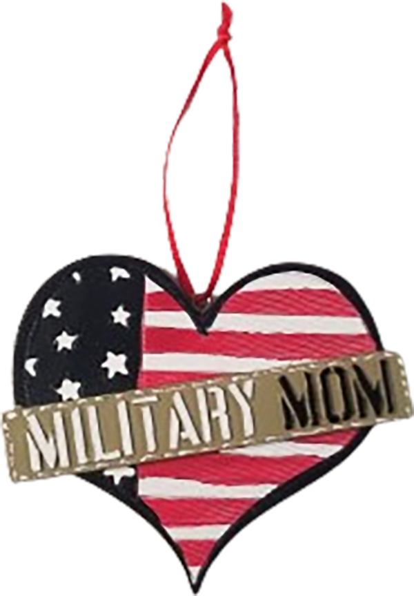 Military Mom Heart Ornament Army Air Force Navy Marines