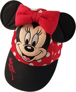 Walt Disney World Parks MINNIE MOUSE Ears Red Polka Dot Toddler Baseball Cap Hat