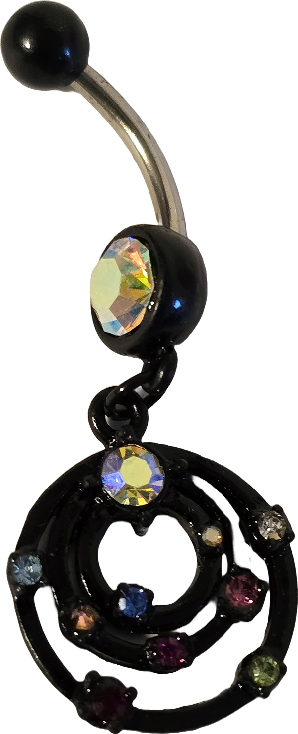 Stunning Black Party Lights Dangle Bellyring Jewelry Beautiful Gem Sets