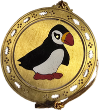 Load image into Gallery viewer, 3D 3 Dimensional Puffin Ornament Twist to 3D Gold Brass
