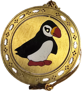 3D 3 Dimensional Puffin Ornament Twist to 3D Gold Brass