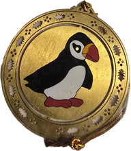 Load image into Gallery viewer, 3D 3 Dimensional Puffin Ornament Twist to 3D Gold Brass
