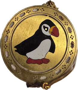 3D 3 Dimensional Puffin Ornament Twist to 3D Gold Brass