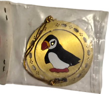 Load image into Gallery viewer, 3D 3 Dimensional Puffin Ornament Twist to 3D Gold Brass
