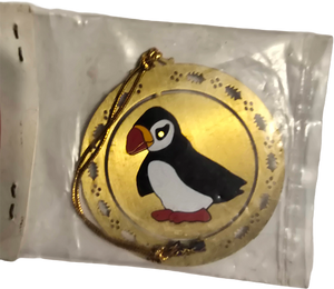 3D 3 Dimensional Puffin Ornament Twist to 3D Gold Brass