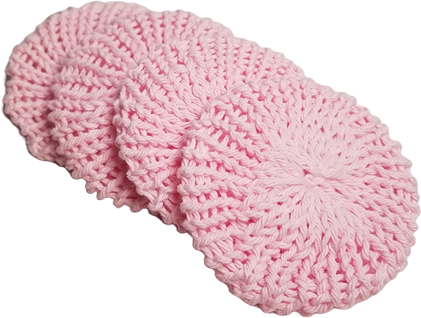 Double Knitted Facial Scrubbies Scrubbers 5 Pack Pink Cotton