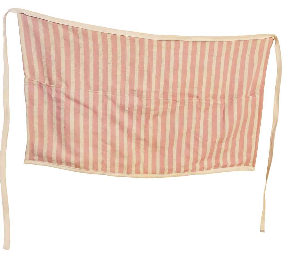 3 Pocket Half Apron Pink & White Stripes