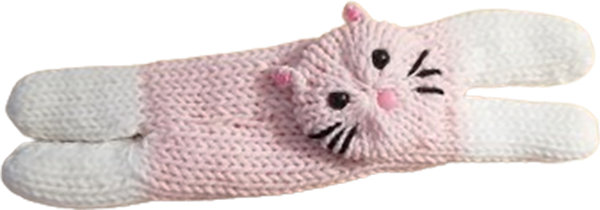 Pink and White Flat Cat Kitten Doll