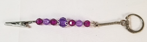 Purple Jeweled Gator Clip Keyring Key Chain