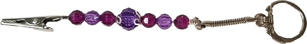 Purple Jeweled Gator Clip Keyring Key Chain