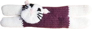 Purr-ple and white knitted Flat cat kitty kitten doll