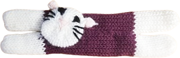 Purr-ple and white knitted Flat cat kitty kitten doll