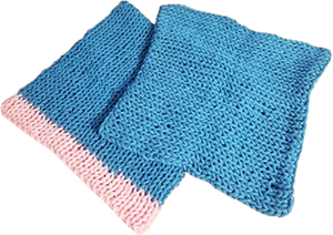 Blue Pink Knitted Wash Cloths Body scrub Rags Handcrafted.