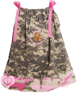 My Daddy Wears Combat Boots ACU Army Pillowcase Dress with Pink Trimmings