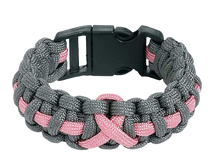 Load image into Gallery viewer, Army Camo w/ Pink Breast Cancer Support Ribbon Paracord Bracelet
